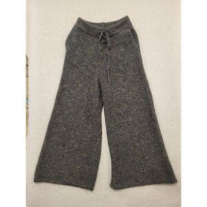Wool/Cashmere Wide Leg Knit Lounge Pants in Dark Heather Gray
